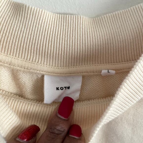 KOTN Crewneck Terry Sweatshirt Womens Large Cream Casual Basic Organic Cotton - Picture 3 of 7